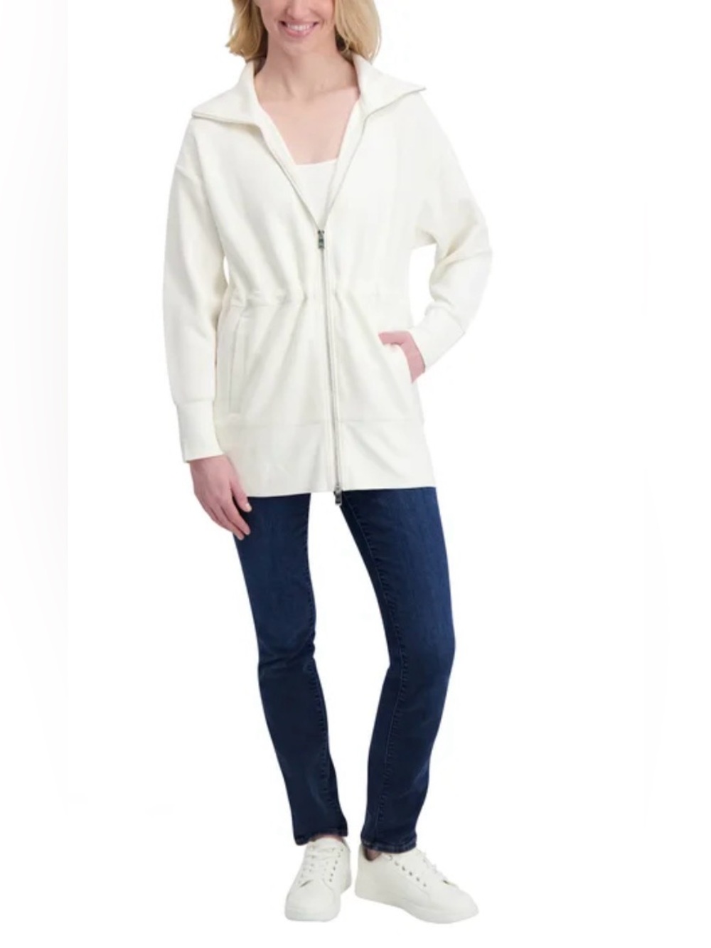 NWT Converse Cream Knit Anorak Jacket w/elastic cinch waist & inside pocket M